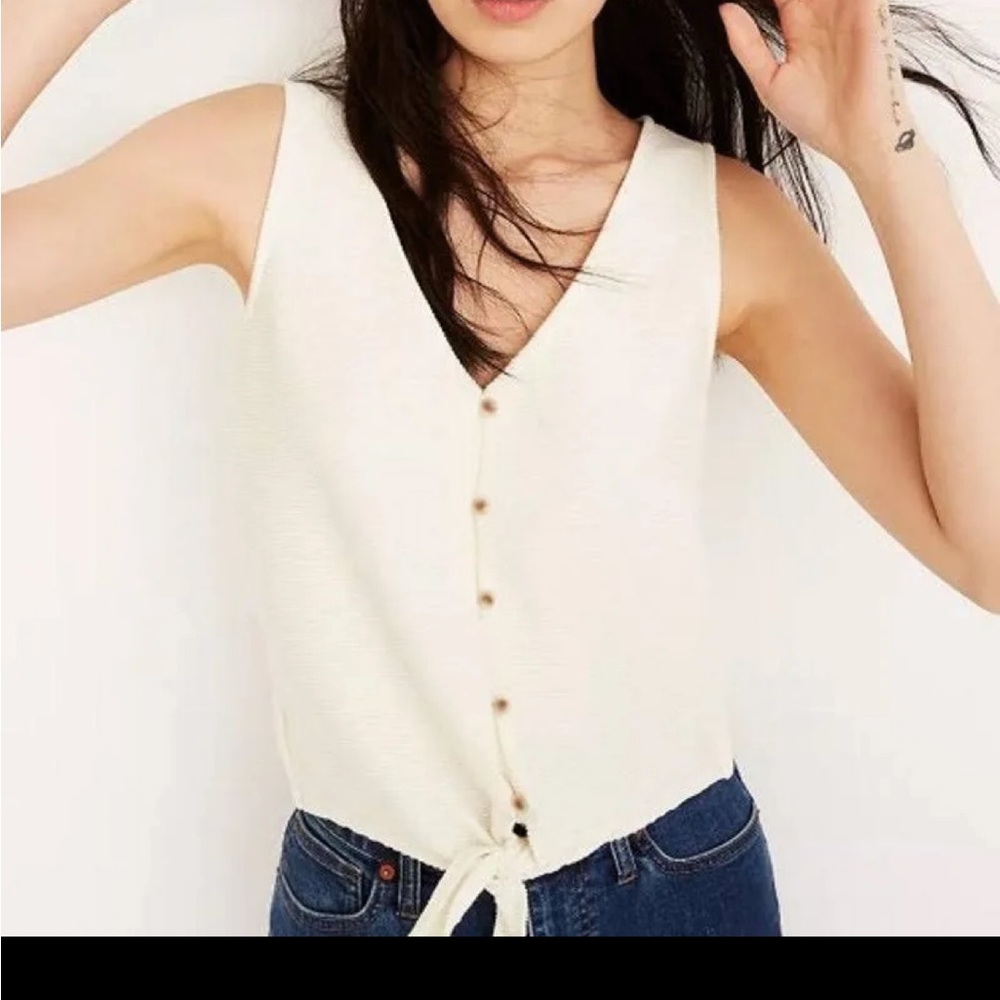 Madewell Texture & Thread Button-Front Tie Tank Top